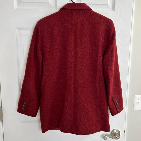Eddie Bauer Vintage 100% Wool Blazer Pea Coat Red Size Petite XS Winter Ladies - Picture 3 of 10